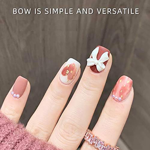 100 Pcs White Bow Nail Charms - 3D Resin Nail Decorations