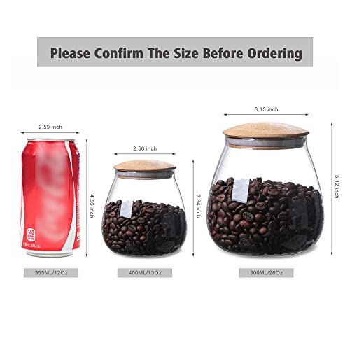 MOLADRI 400 ML Clear Glass Storage Jar with Airtight Bamboo Lid