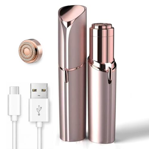 Rechargeable Rose Gold Facial Hair Remover for Women with LED Light & 1 Replacement Head