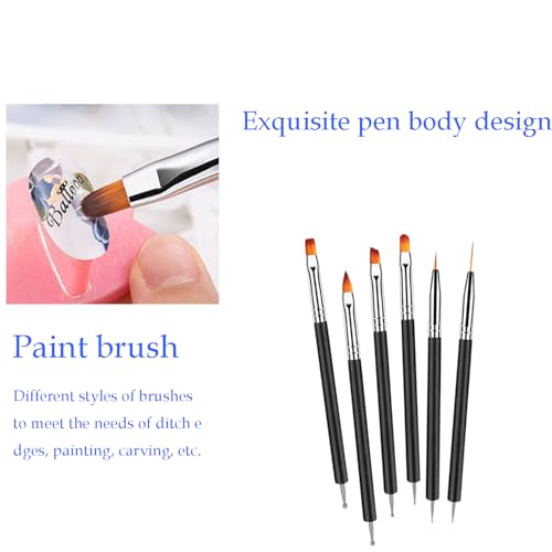6-Piece Double-Ended Nail Art Brush Set for Precision Detailing