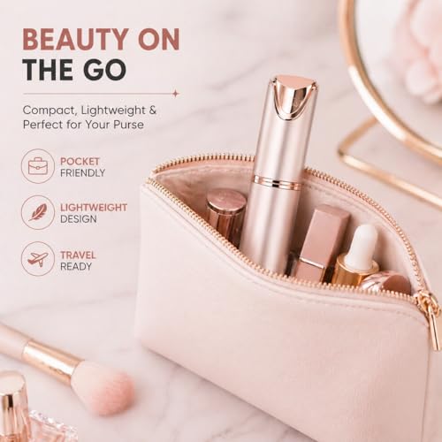 2-in-1 Facial Hair Remover for Women Rechargeable Eyebrow & Nose Trimmer | Portable facial shaver for eyebrows, nose, lip and chin with USB rechargeable convenience for easy touch-ups.