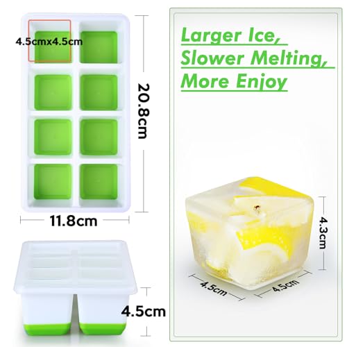 Jrisbo Stackable Silicone Ice Cube Trays with Lid - 2 Pack for Easy Release