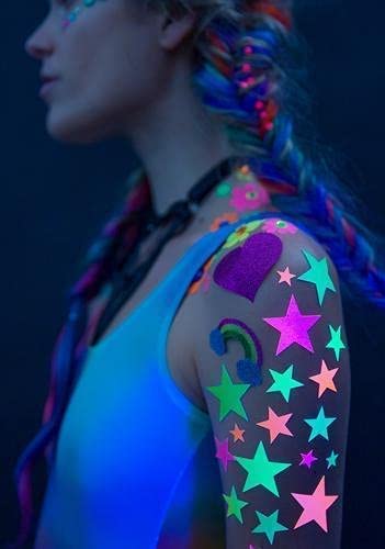 Sasswear Neon Star Body Stickers - 40 Pack for Raves & Glow Parties