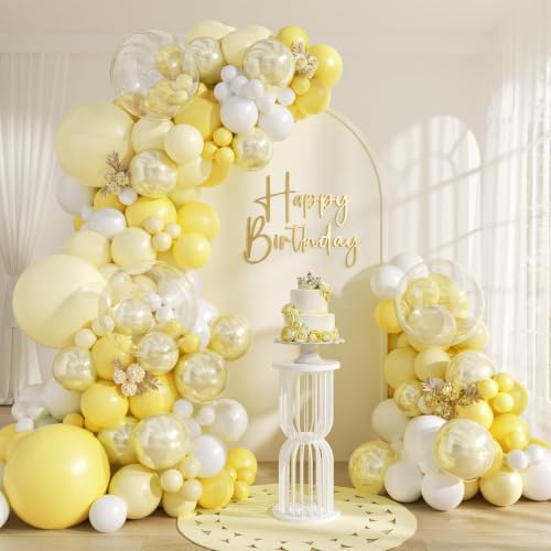Pastel Yellow Balloon Arch Kit - 129pcs for Baby Showers & Parties
