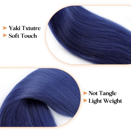 Dark Blue Pre-Stretched Braiding Hair - 26 Inch Boho Style