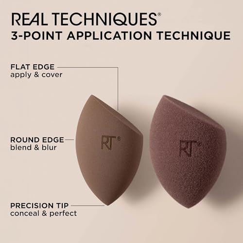 Real Techniques Bare Finish Sponge Duo - 2 Makeup Sponges for Flawless Application