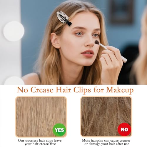 BAISEN Polkadots Creaseless Hair Clips Set - No Damage Flat Clamps for Styling & Face Care, 6 Pack - Black & White