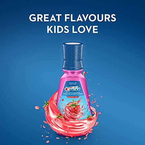 Crest Kids Anti-Cavity Fluoride Mouthwash - Alcohol Free, Strawberry Rush, 500 mL