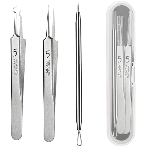 Blackhead Remover Tweezers Kit - 3 Precision Tools for Acne & Ingrown Hair