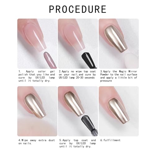 Black Chrome Nail Powder for Gel Polish - Metallic Mirror Effect