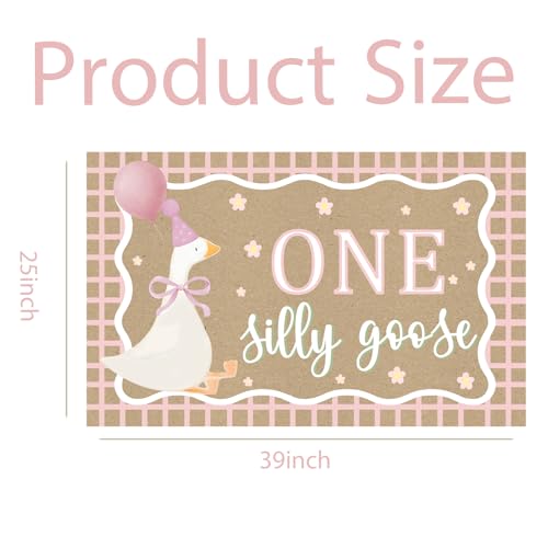 One Silly Goose Birthday Backdrop - Pink First Birthday Decor