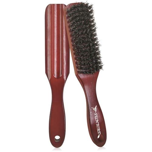 SUNBIRD Boar Bristle Slick Back Hair Brush for Frizz Control & Shine