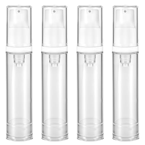 4 Pack 10ml Airless Pump Bottles for Travel - Refillable Toiletry Containers