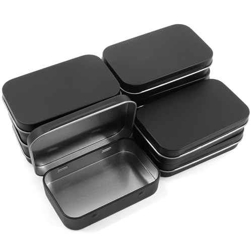 Murtenze 4-Inch Hinged Metal Tin Box - Matte Black Storage Container (12PCS)
