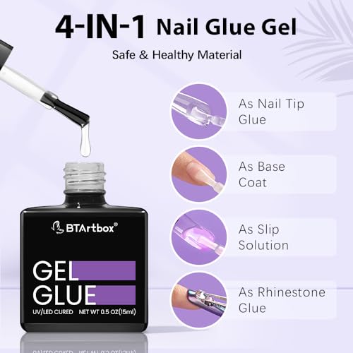 BTArtbox Gel Nail Glue Set - 15ML with Tip Primer for Long-Lasting Manicure