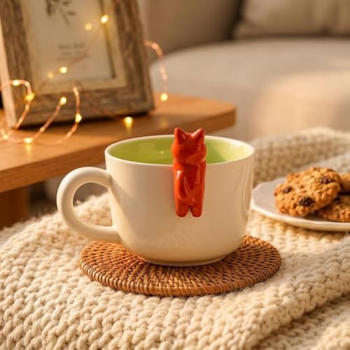 Cute 3D Fox Ceramic Coffee Mug – 12oz Kawaii Animal Cup