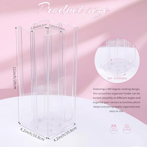 OAOLEER 4-Tier Acrylic Scrunchie Holder, Rotating Hair Accessory Organizer