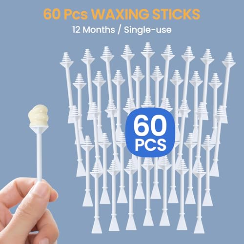 SUERBEATY 60 Pcs Nose Wax Sticks – Hair Removal Applicators for Nose, Ear & Eyebrows