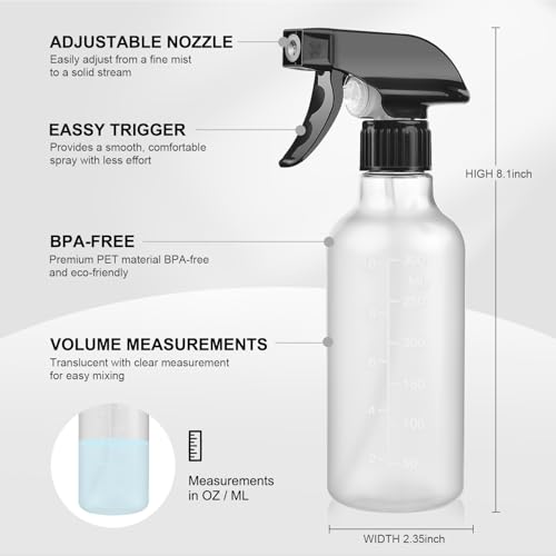 Bealee 10 Oz Spray Bottles (2-Pack) - Heavy Duty, Leak-Proof