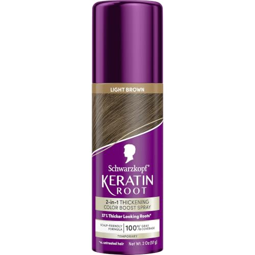 Schwarzkopf Keratin Root Light Brown Color & Thickening Spray - Instant Gray Coverage