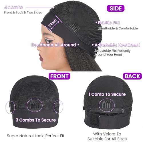 Looxey Kinky Straight Headband Wig - Glueless Synthetic Yaki Half Wig