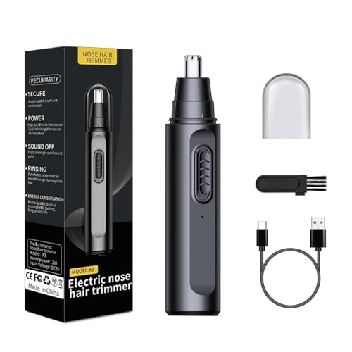 USB Rechargeable Nose and Ear Hair Trimmer for Men Women, Waterproof Dual Blade Clipper
