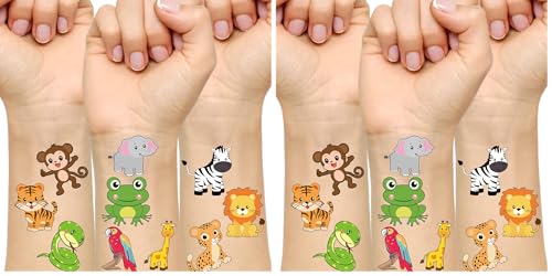 60 Pcs Safari Animal Temporary Tattoos for Kids Birthday Party