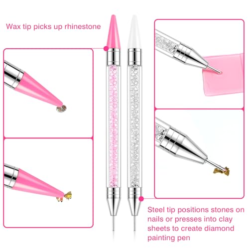2-Piece Rhinestone Picker Tool Set with 4 Wax Head Refills
