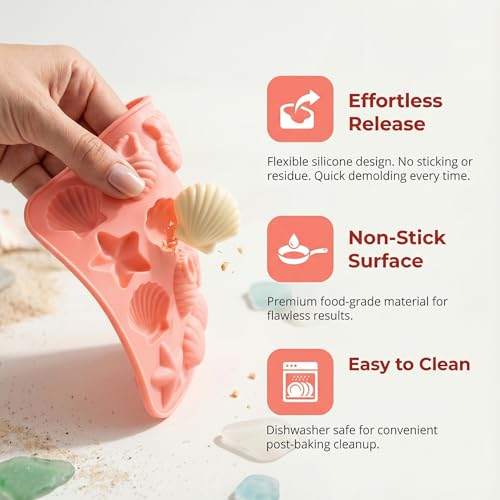 3-Pack Ocean Theme Silicone Molds for Chocolate & Candy