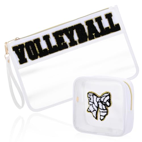 White Volleyball Cosmetic Bag Gifts - Sunnymove 2-Piece Set, Travel & Gym Storage