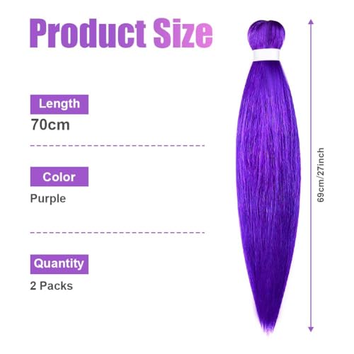 AOMIG Purple Braiding Hair 27 Inch 4PCS - Pre Stretched Crochet Extensions