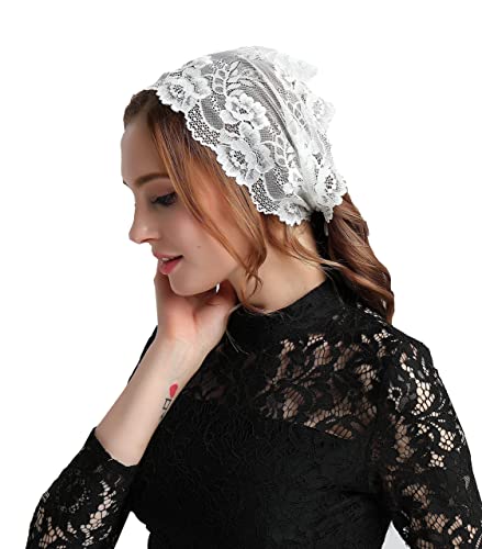 Leimandy Floral Lace Headwrap - Soft Vintage Style Headcover Veil