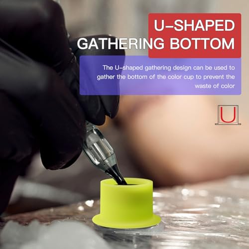 OZER 200pcs Heart-Shaped Silicone Tattoo Ink Cups - Mix Color