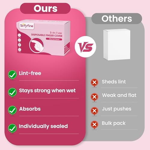 SOFYFINE 60 Counts Baby Tongue Cleaner & Finger Toothbrush for Infants & Toddlers