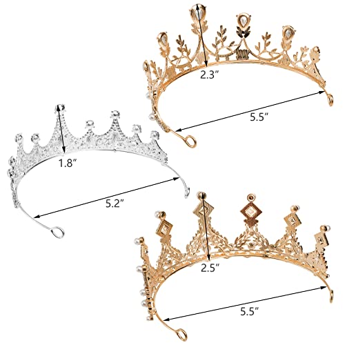 Hedume Set of 3 Crystal Tiaras with Rhinestones for Parties