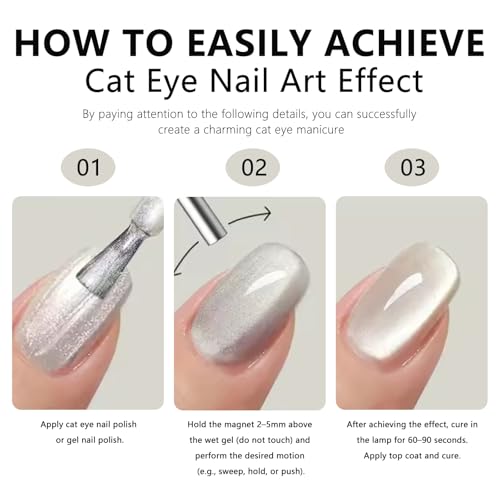 MOLILON 46Pcs Cat Eye Nail Magnet Tool Set - Style 1 with Heart & Double-Head Magnets