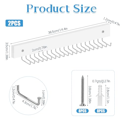Wall-Mounted Wooden Tie Rack Organizer - 2 Pcs with 40 Hooks