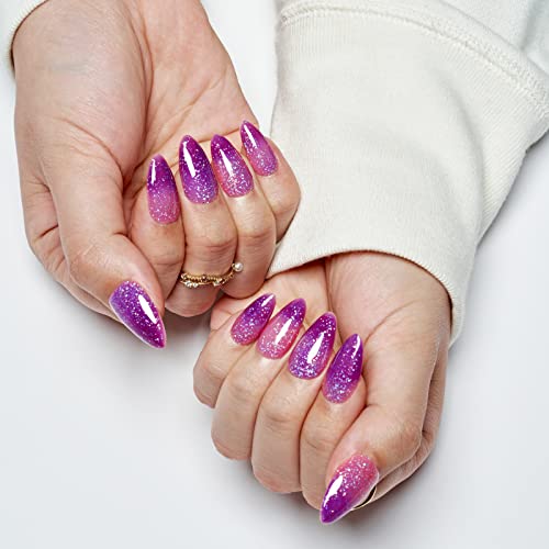 GLAMERMAID Purple Pink Ombre Press on Nails - Medium Almond Stiletto Kit