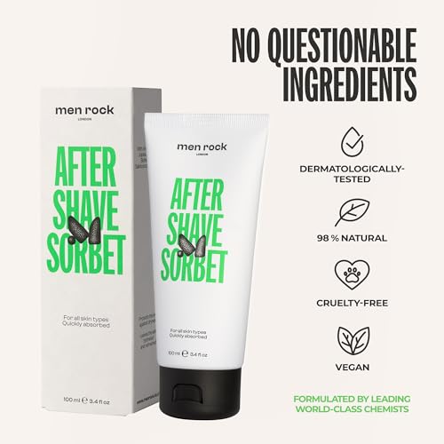 Men Rock After Shave Sorbet - Soothing Face Moisturizer for Men - 3.4 oz