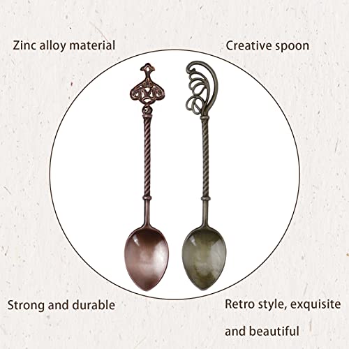 Retro Zinc Alloy Coffee Spoons - Vintage Dessert Spoon Set (16 Pcs)
