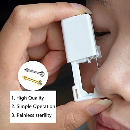 Nose Piercing Kit - 2 Pack Self-Piercing Guns with 10 Nose Rings