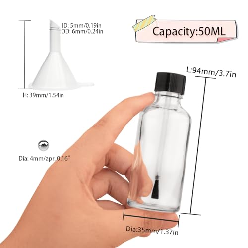 6PCS Refillable Nail Polish Bottles with Brush & Funnel - 50ML