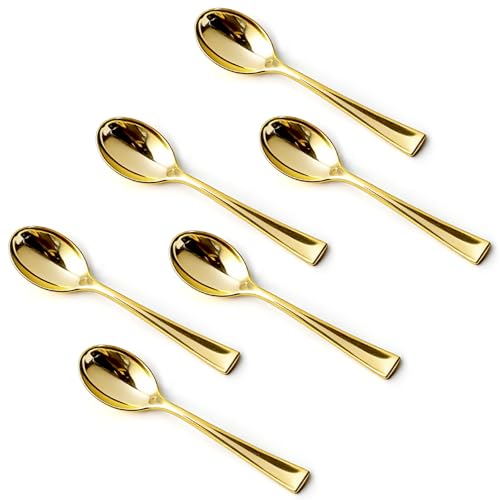 120PCS Gold Mini Disposable Spoons - 4 Inch Tasting Utensils