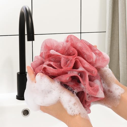 4 Pack Bath Loofah Sponges - Mesh Body Scrubber & Exfoliator