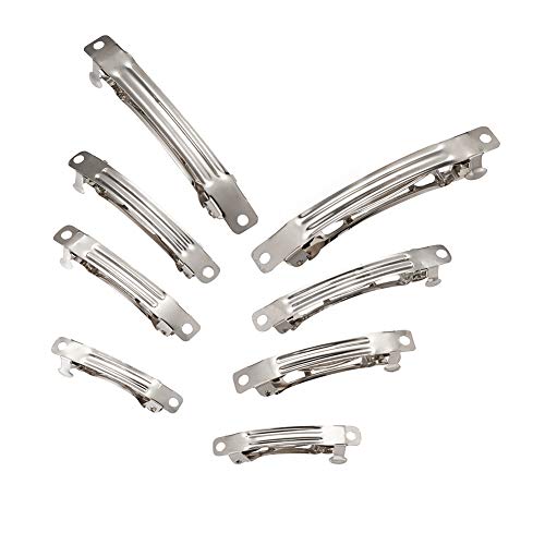 FASHEWELRY 100Pcs French Barrette Hair Clips - 4 Sizes, Platinum, DIY Hair Accessories