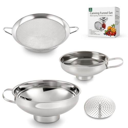 4-in-1 Stainless Steel Canning Funnel Set with Strainers