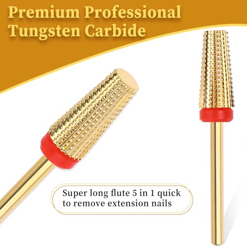 5-in-1 Tungsten Nail Drill Bits for Acrylic & Gel Nails