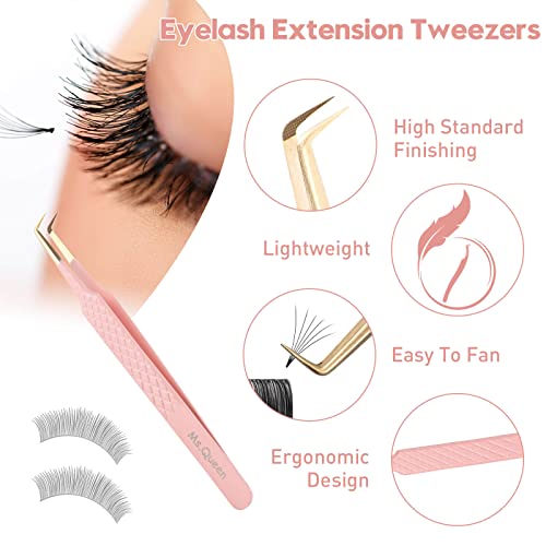 Ms.Queen 90 Degree Lash Tweezers - Precision Fiber Tip for Mega Volume Extensions