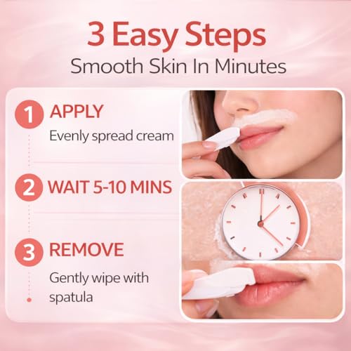PUILOG Facial Hair Removal Cream for Women - Painless Sensitive Skin Formula