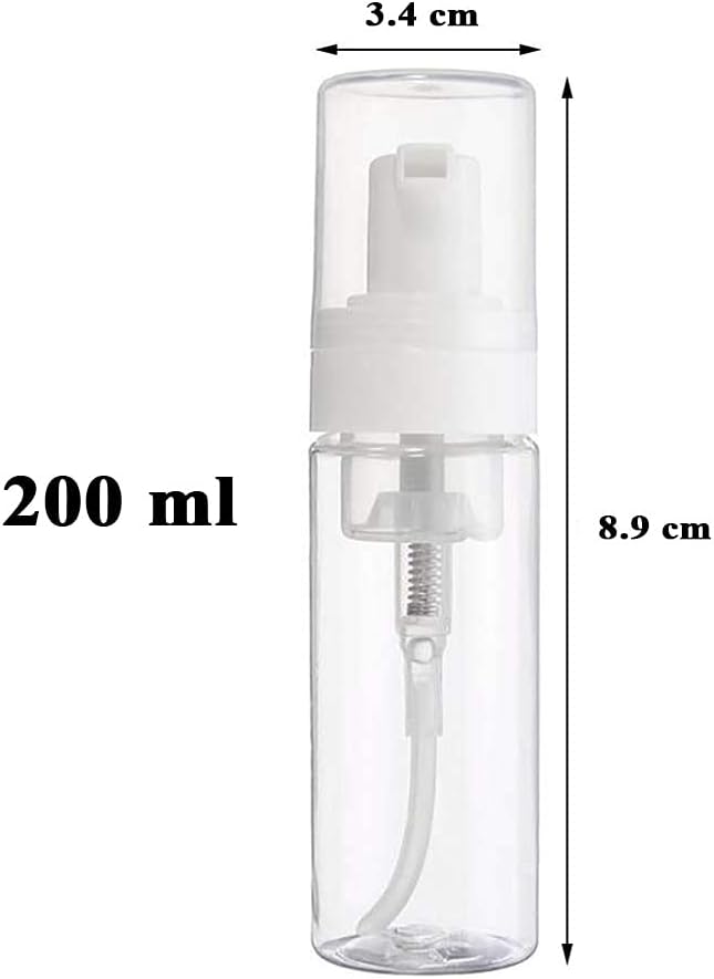 Foaming Dispenser Spray Bottle - 7oz Transparent Plastic Foam Pump | Travel Soap Container (2-Pack)